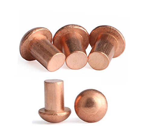 50 Pcs Copper Solid Rivets 1/4 Diameter 5/16 L Shank Copper Round Head Fasteners,M6x8 (Pack of 2) M6x8mm (Pack of 2)