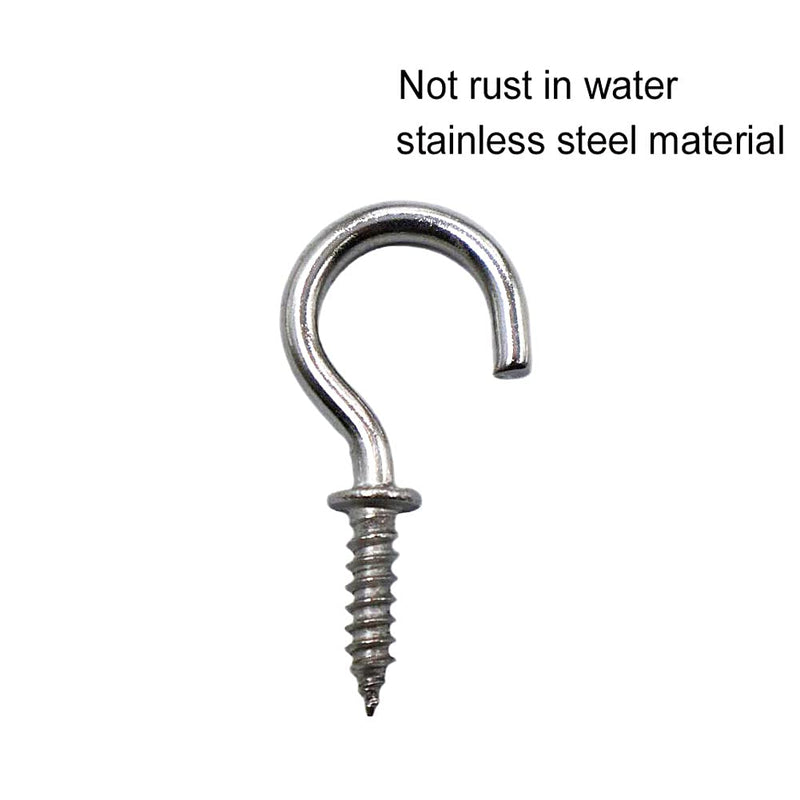 50 Pcs (304) Stainless Steel Screw Ceiling Hooks 5/8 Inch Small Cup Hook Screw-in Light Hooks Outdoor and Indoor Hanging