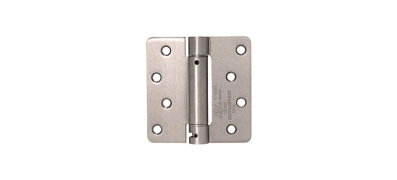 CRL S4415 4" x 4" Dull Nickel Heavy-Duty Spring Hinge - 1/4" Radius