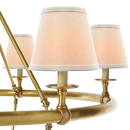 Small Lamp Shade Set of 6 Chandelier Shades 3" X 6" X 5" White Linen Lampshade Clip-On Bulb