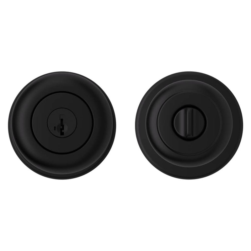 Kwikset Cove Entry Door Knob with Lock and Key, Secure Keyed Handle Exterior Doorknob, Front Entrance and Bedroom, Matte Black, Pick Resistant SmartKey Rekey Security 1 Pack Keyed Entry