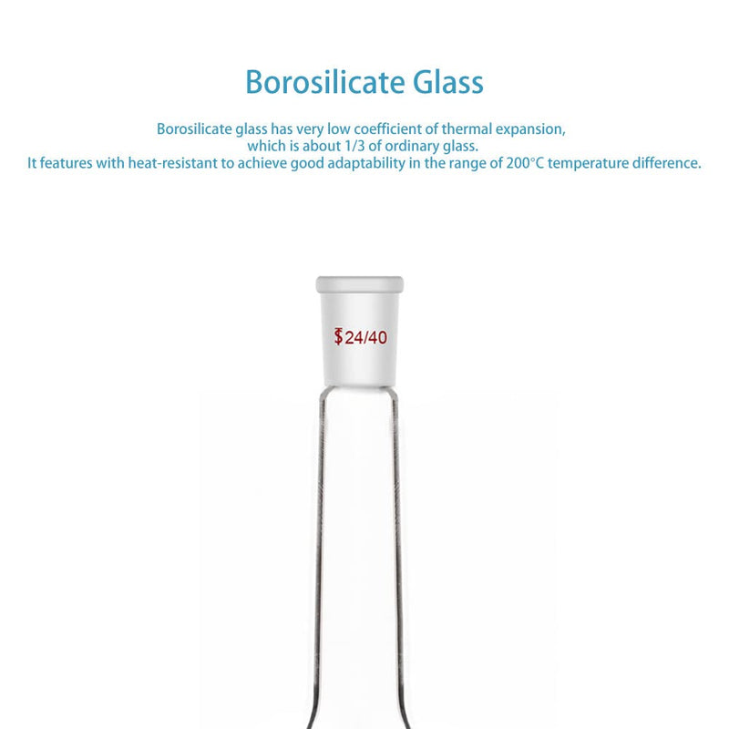 stonylab Kjeldahl Flask, Heavy Wall Long Neck Lab Flask Borosilicate Glass Round Bottom Kjeldahl Flask with 24/40 Standard Taper Outer Joint, 500 ml