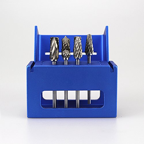10pcs HP Cutting Burs Drill Polisher Cutter Tungsten Carbide 3/32" inch + Low Speed Burs Files Reamer Autoclavable Holder Block Case with Ruler