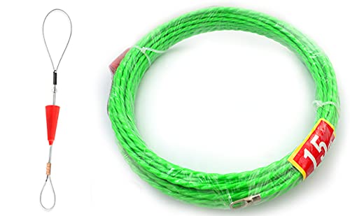 Fish Tape 49FT Wire Fishing Tools Cable Pulling Wire 4.5mm Diameter, Ideal for Cable Runs 15m