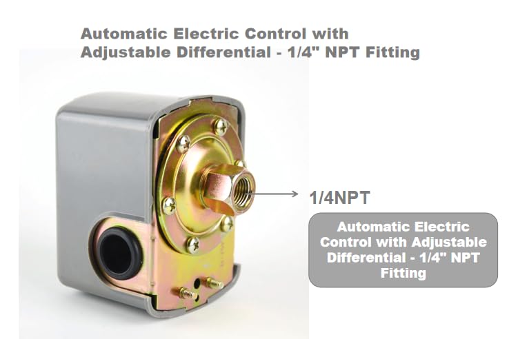Pressure Switch for Well Pump 40-60 PSI, Adjustable, 1/4" NPT Thread, Automatic Water Pump Control Switch, Grey