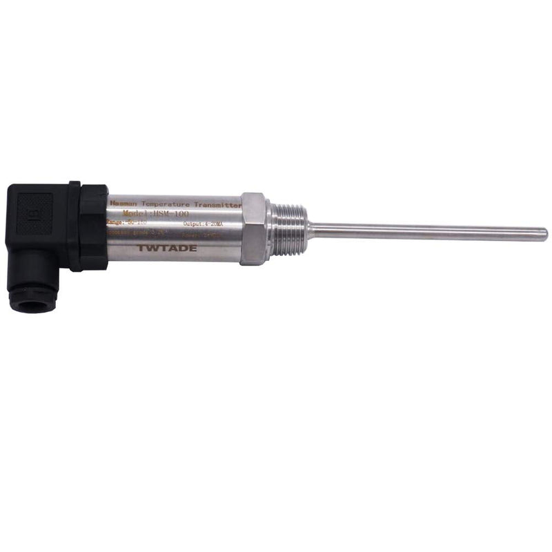 TWTADE Industrial Temperature Sensor Temperature Transmitter -50°C~+150°C, 2-Wire 4-20mA Signal Output 1/2" NPT, Male Thread, Probe Rod Length: 150MM 1/2"NPT-150mm