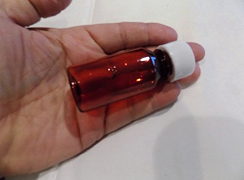 Lot of 50 Hard Side Graduated Oval 1 Ounce Plastic Amber Travel RX Medicine Bottles With Caps-Perfect for Travel-Very Strong Sidewall and Secure Cap