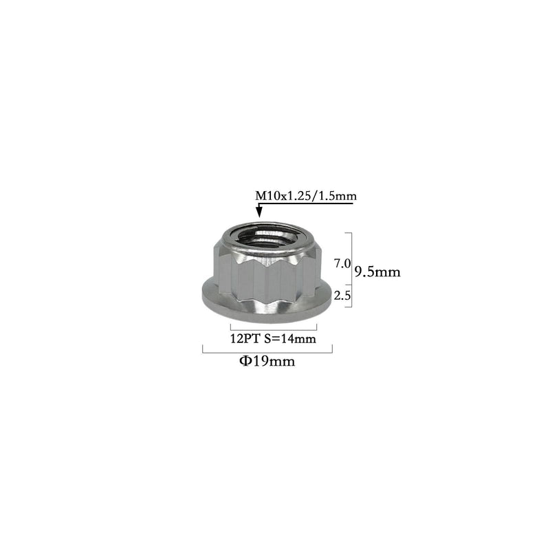 RISON Titanium Bi-Hex Sprocket Nut 12PT Flange Lock nut Titanium Metal Lock nut Pack of 5 (M10x1.25mm,Original) M10x1.25mm Original