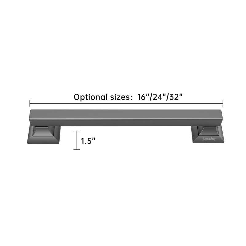 Joyrain Stainless Steel Square Grab Bar - ADA Compliant 500lb Weight Limit, 16/24/32 Inch Bathroom Safety Rail for Seniors & Disabled (Gun Metal, 32 inch) Gun Metal