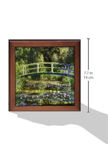 3dRose Water Lilies and Japanese Bridge by Claude Monet 1899 Trivet with Ceramic Tile, 8 by 8", Brown