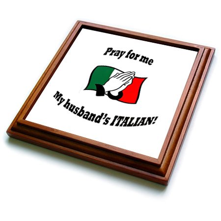 3dRose Pray for Me My Husbands Italian Trivet with Ceramic Tile, 8 by 8", Brown