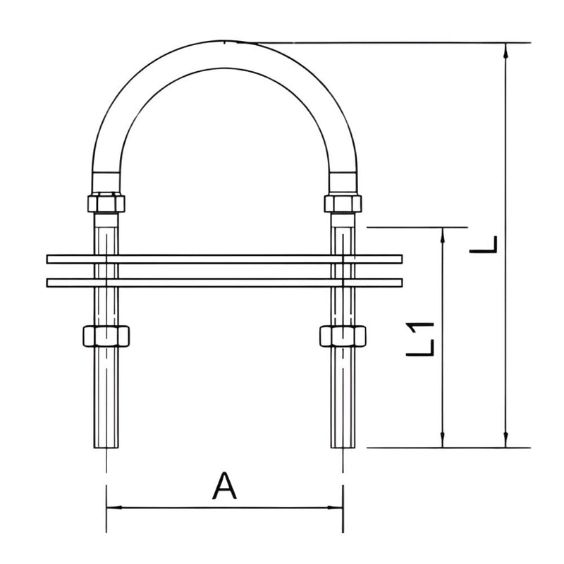 MarineNow 1/2” Premium 316 Stainless Steel U-Bolt with Double Oval Plates - Mirror Polished, Marine-Grade Hardware for Boats, Yachts