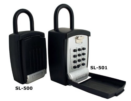 SL-501 Punch Button Lock Box | Portable Shackle LockBox For Outside - Fits House Keys, Car Keys, Fobs, & More | Keypad Safe Box, Digital Push Button Combination Lock | Black Finish 1