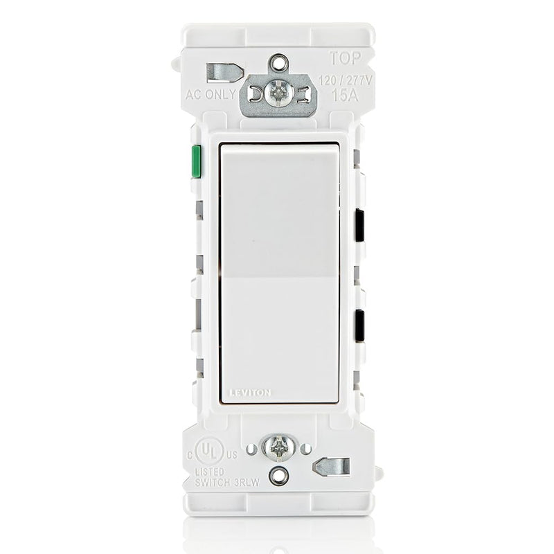 Leviton E5601-MW Decora Edge 15 Amp Single Pole Rocker Switch, 10-Pack, White 10 Pack