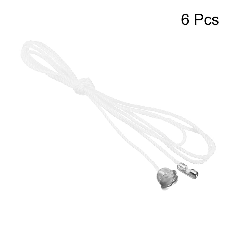 MECCANIXITY Pull Cord for Ceiling Switch, Light Pull Cord String Ceiling Fan String with Connector Pull Chain Extension, White Silver, Pack of 6