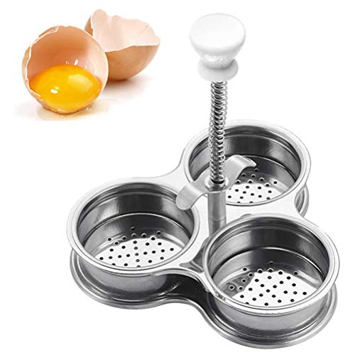 JTLB Stainless Steel Egg Poachers 3 Grids Non Stick Egg Cups for Quick Cooking and Breakfast Tool (Silver) Silver