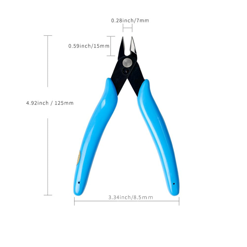 LB2 5 Inch Model Nipper, Plastic Model Tools for Beginners, Sharp Blade Gundam Nipper with Non-Slip Grip, Spure Cutter for Electronics, Gunpla Model Building, Jewelry, Blue A