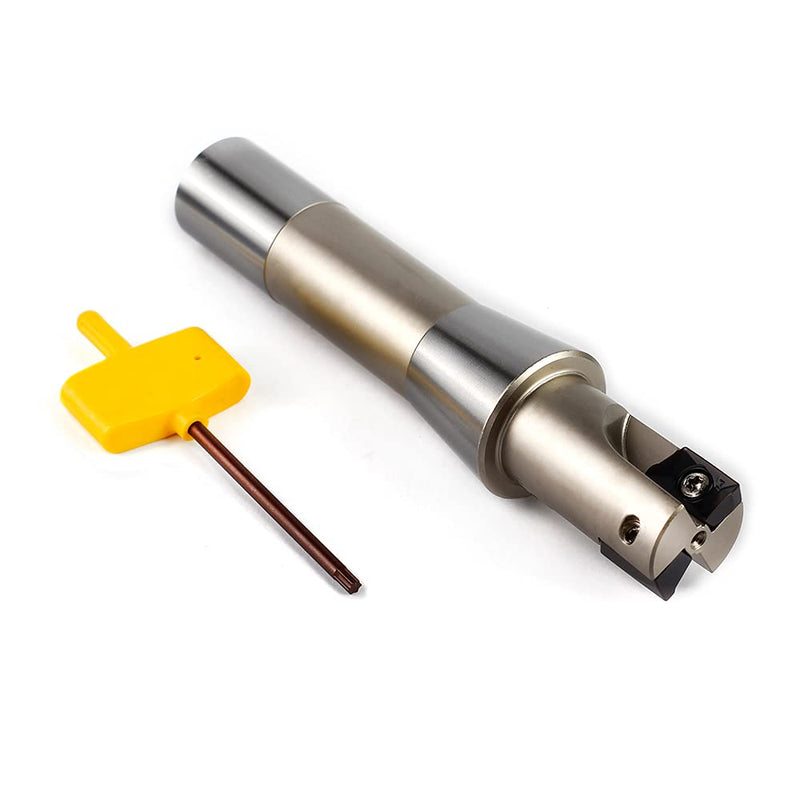 OSCARBIDE 1" Indexable End Mill R8 Shank 5-27/32" Length 2 Flutes 90° AP16 | 2 APKT1604 Carbide Inserts | Nickel Plated | Square Shoulder Milling | Smooth Finish | Long-Lasting Durability