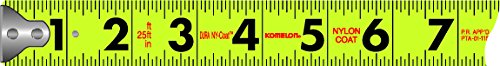 Komelon 412HV High-Visibility Professional Tape Measure, 12-Feet by 5/8-Inch, Chrome, Yellow, 12ft - Blade 3.7 m