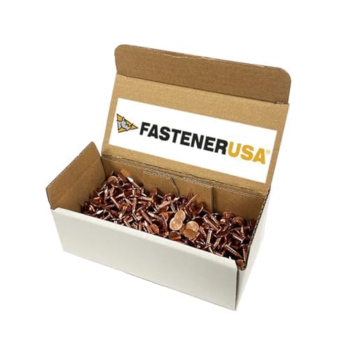 1/2" Solid Copper Roofing Nails, 11 Gauge Smooth Shank, 3/8" Head, Diamond Point, for Slate Roofing, Gutters, Sheet Metal, Decorative Copper, Saddlery, 1 lb (Approx. 385 Nails), Made in USA