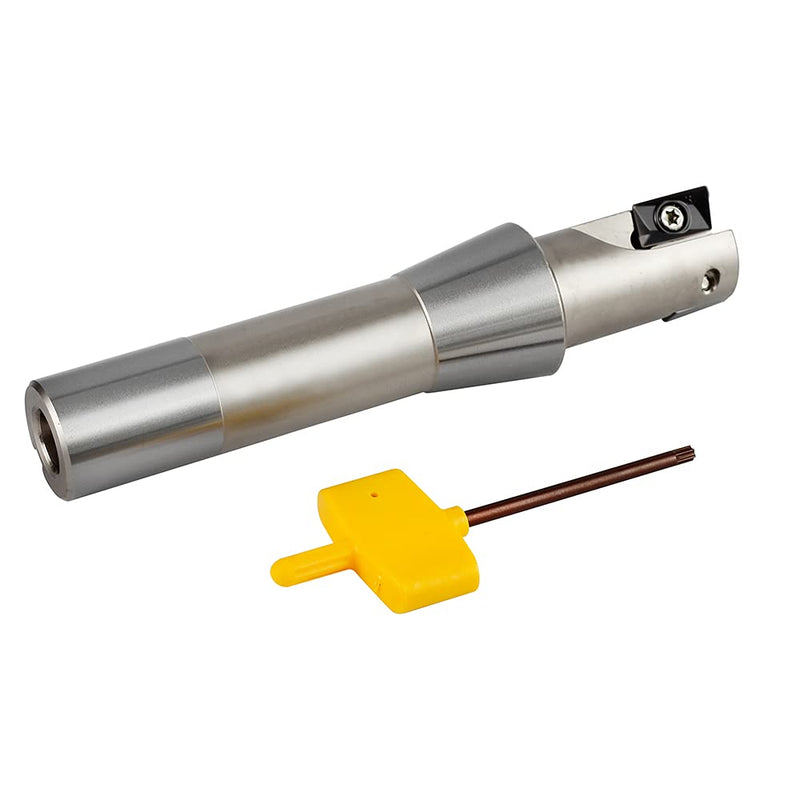 OSCARBIDE 1" Indexable End Mill R8 Shank 5-27/32" Length 2 Flutes 90° AP16 | 2 APKT1604 Carbide Inserts | Nickel Plated | Square Shoulder Milling | Smooth Finish | Long-Lasting Durability