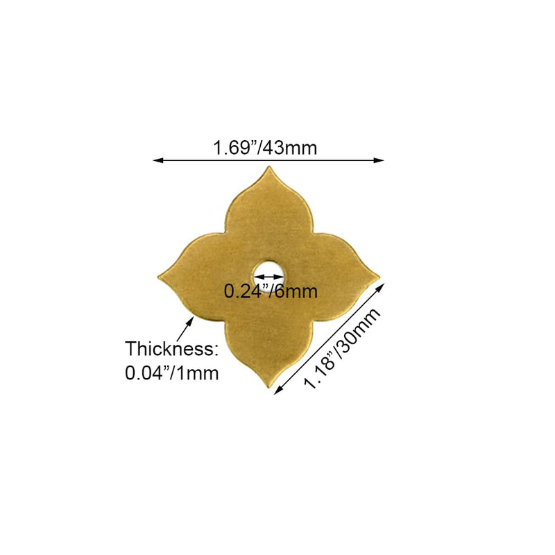 Tiazza 10Pcs Clover Brass Backplate Washers Classical Furniture Decoration Gasket Brass Hardware Accessories (Bronze) Bronze - NewNest Australia