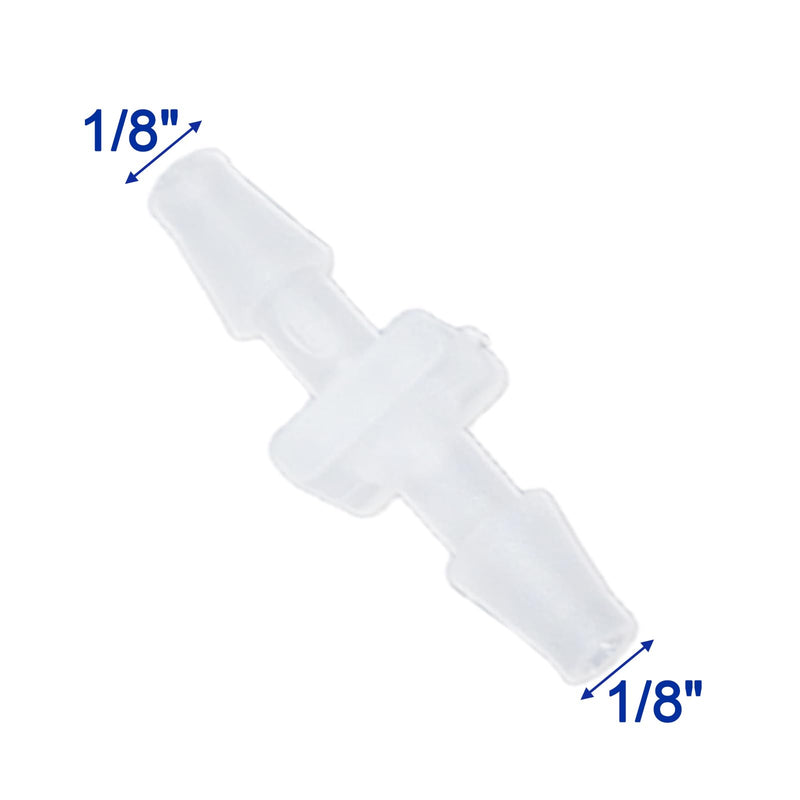 Plastic Hose Barb Fitting, 1/8" x 1/8" Pipe Connectors，Barbed Splicer Mender Joint Adapter Union Fitting, 6 Pcs 1/8 Inch White