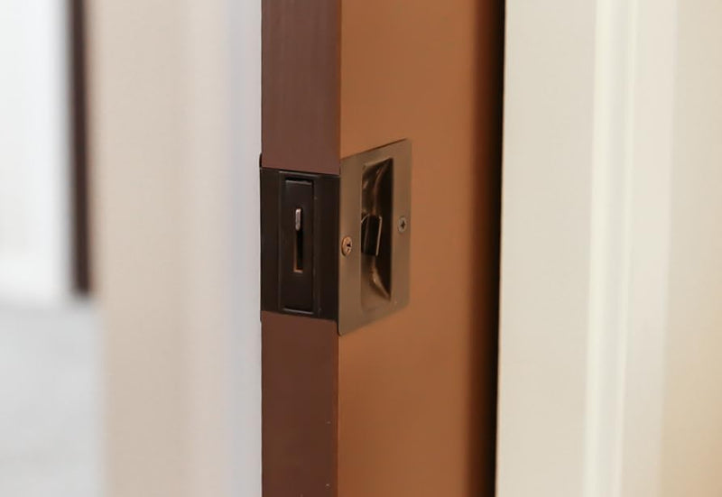 Design House 2-Pack Sliding Door Lock - Contemporary Square Pocket Door Hardware, Oil Rubbed Bronze, Design House 182139