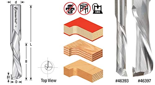 Amana Tool - 46393 CNC Solid Carbide Mortise Compression Spiral 1/4 Dia x 1" 4 Sha