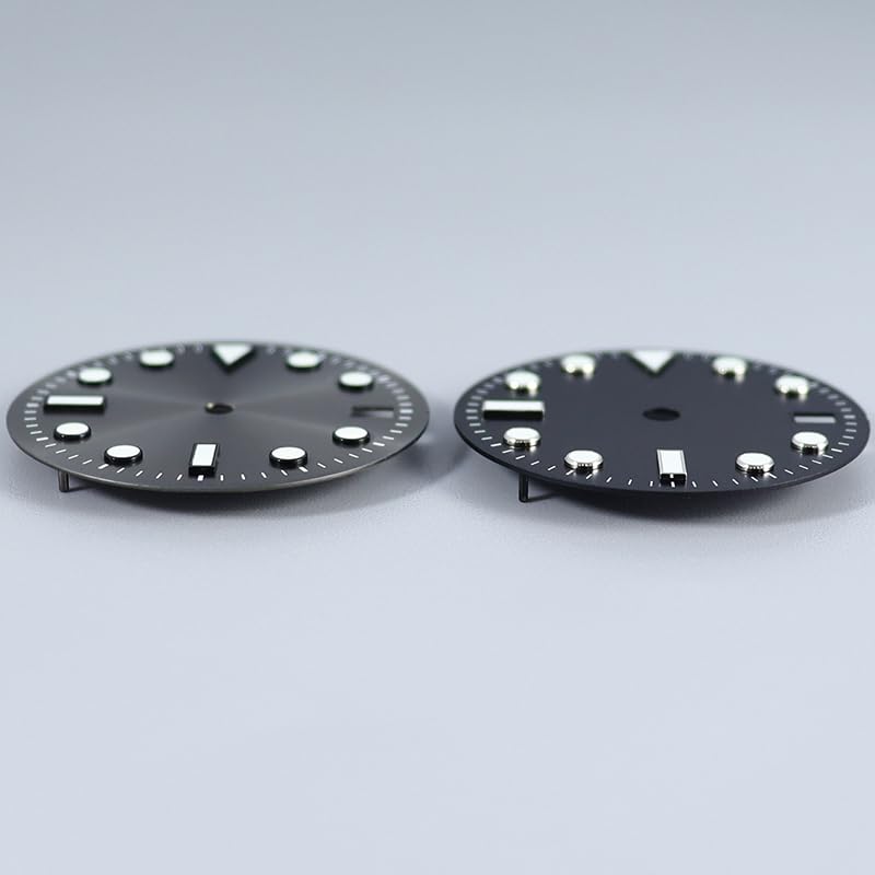 28.5mm Black Sunburst Brushed Dive Watch Dial Luminous Markers for NH35/NH36 Movement Watch Mod Replacement Component White 1
