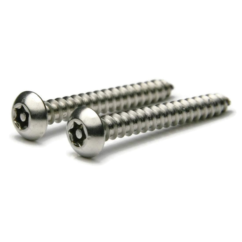 #10 x 2" - 25 Pack - Torx w/Pin Tamper Proof Security Button Head Sheet Metal Screws 18-8 Stainless Steel T-25
