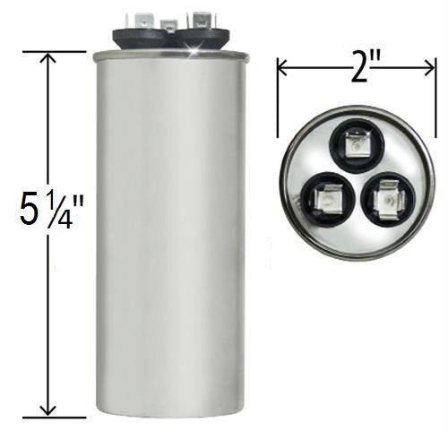 40 + 5 MFD uf 370 VAC or 440 Volt Dual Run Round Capacitor PW-40/5/R for Condenser Straight Cool or Heat Pump Air Conditioner 40/5 Micro Farad