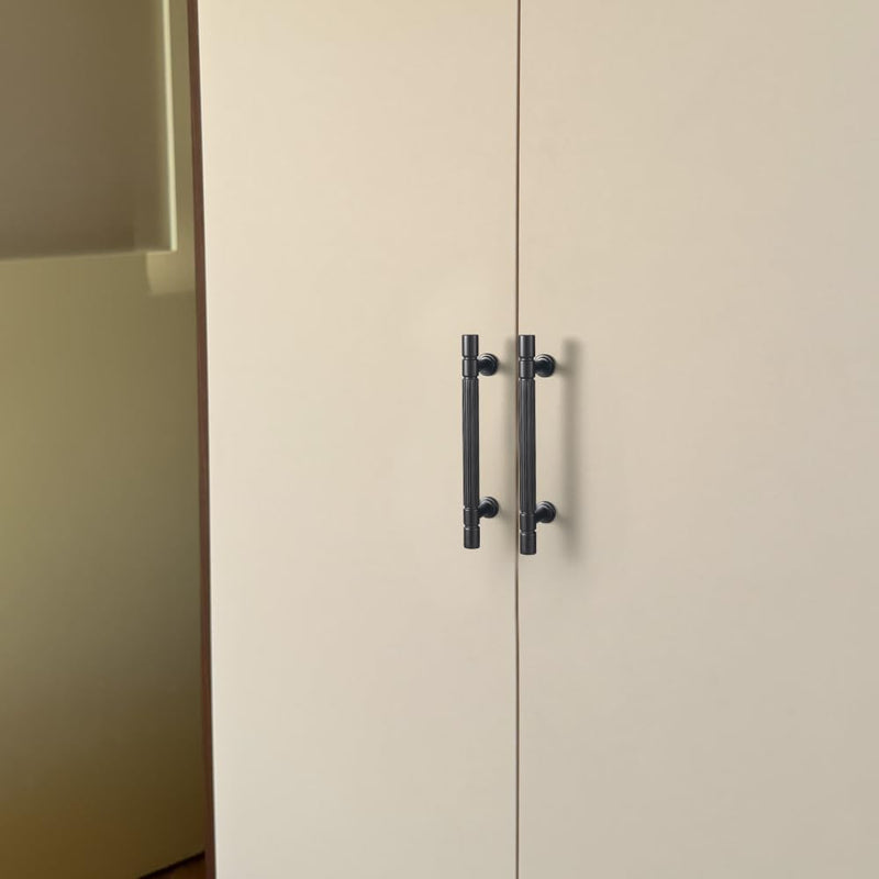 Goo-Ki Black Zinc Alloy Cabinet Handles 6 Pack - 5''(128mm) Hole Center Affordable Luxury Cabinet Pull Hardware for Bedroom, Kitchen, 9621 5'' Hole Center