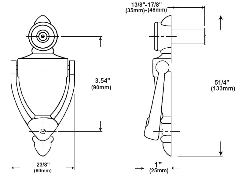 QCAA Door Knocker with 180 Degree Viewer, Zinc Die-Cast Construction 5-1/2'' Height, Satin Nickel, 1 Pack