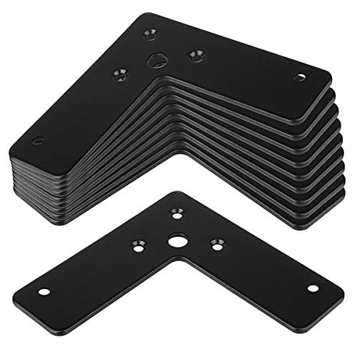GBGS 10 Pcs Black Flat Corner Brace 4"x 4",L Shaped Corner Stealth Speed Brace Mending Plate 4"×4"