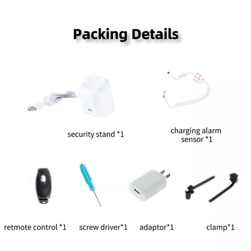 Mobile Phone Anti-Theft Alarm Stand - Cell Phone Security Display Holder Smartphone Burglar Alarm System (US Plug) (for Type-C Interface) For Type-C interface