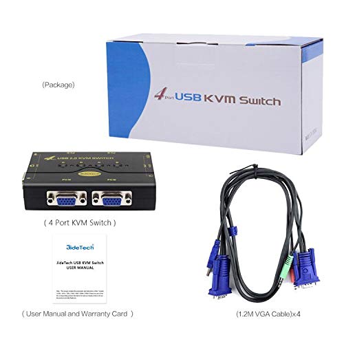 4 Port VGA KVM Switch with USB Hub and Audio Support Wireless Keyboard Mouse Connection and Push Button Switching Function 41UA