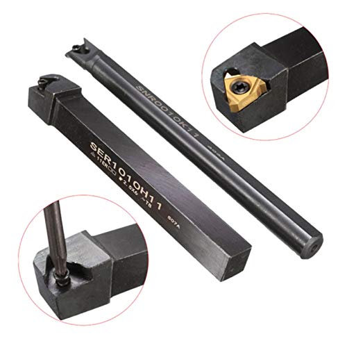 GBJ Lathe Threading Tool External + Internal Threading Holder SER 1010H11+ SNR 0010K11 Threading Holder with 11ER AG60 11IR AG60 Threading Inserts (SER1010H11+SNR0010K11+11ER A60+11IR A60 (Gold)) SER1010H11+SNR0010K11+11ER A60+11IR A60 (Gold)