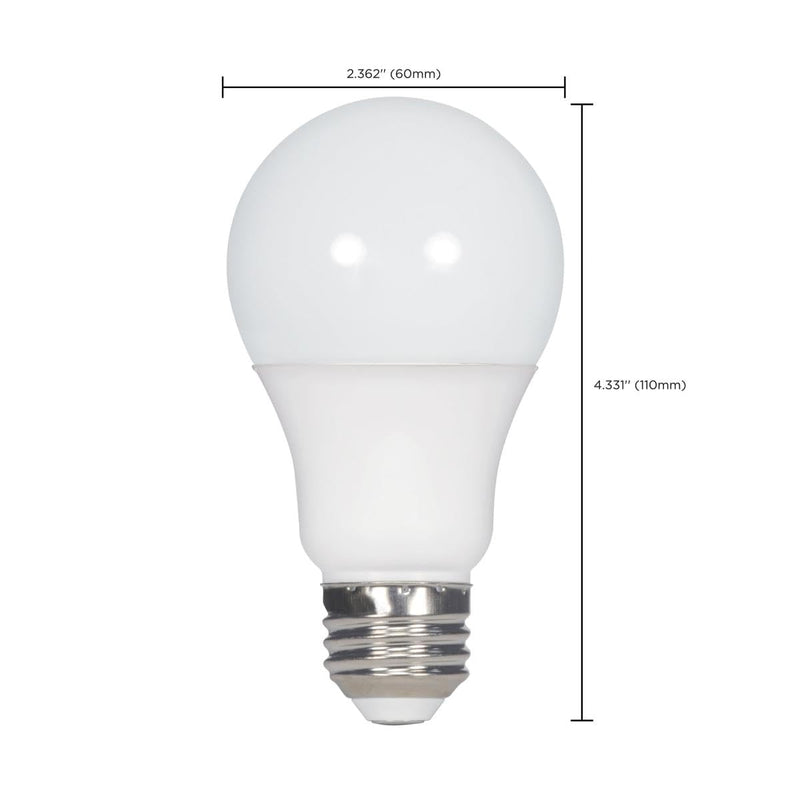 Satco S29811 11 Watt A19 LED Dimmable Frosted Light Bulbs - 3000K Soft White - E26 Medium Base - 1100 Lumens - 220 Degree Beam Angle - 120 Volts - Damp Location (6 Pack)