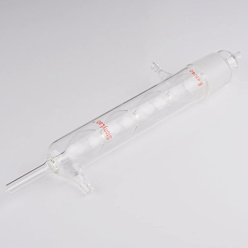 stonylab Allihn Condenser Reflux for Soxhlet Extractor, Borosilicate Glass Allihn Condenser with 45/40 Joint 250 mm Jacket Length Lab Glass Condenser (45/40 Joint)