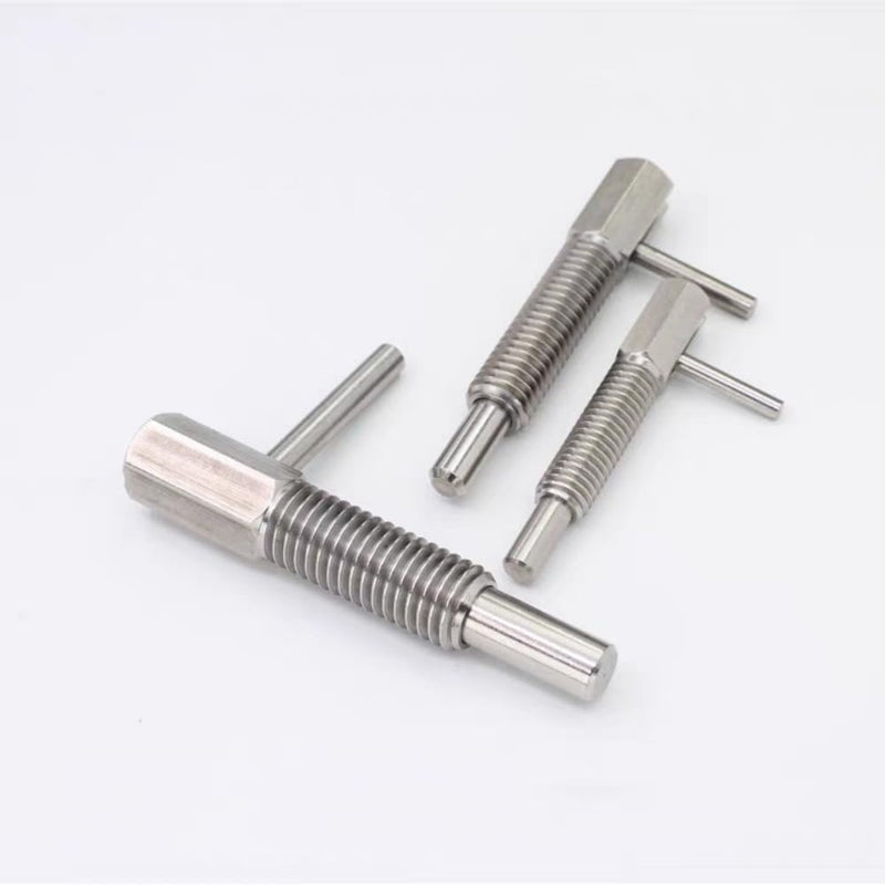 2pcs Retractable Indexing Plunger Pin, M12 Stainless Steel Spring Pin Spring L Handle Loaded Latch Spring Plunger Safety Pin Spring Latch Telescopic Locking Pin Spring Lock with Nut