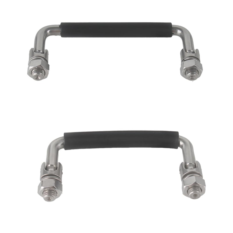 304 Stainless Steel Folding Handle 90 Degree Folding Solid Pull Handle with Rubber, Electric Cabinet Handle Industrial Cabinet Handle, Toolbox Handle (with Nut, Hole Center 4.72 in) With Nut