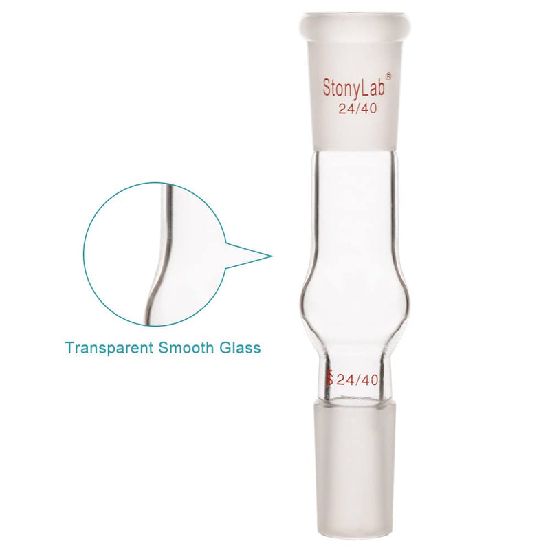 stonylab Borosilicate Glass Drying Tube Adapter, Two 24/40 Joints Straight Drying Tube for Laboratory 24/40 Joint