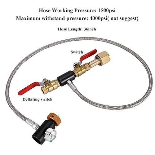 CGA-320 CO2 Cylinder Refill Adapter Bottle Connector CO2 Soda Maker Accessories with Hose for Filling Soda (36Inch)