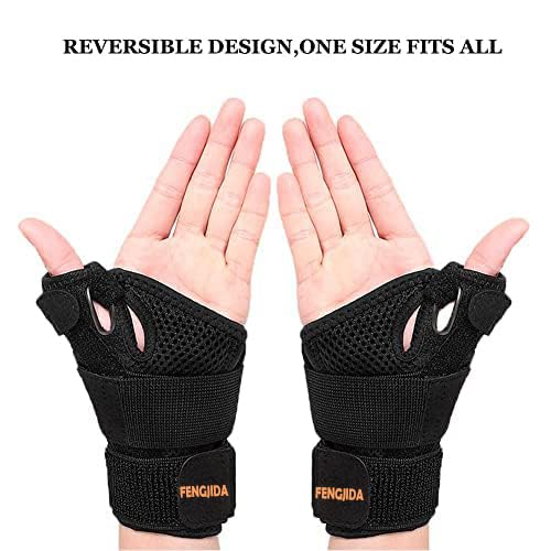 Thumb Brace - Carpal Tunnel Wrist Brace Relief and Tendinitis Arthritis Sprained, Thumb Spica Splint Wrist Support to Help Sleep, Treat Trigger Finger Splint Sprained Relieve Pain - Fit Left and Right Hands BLACK-Thumb Brace