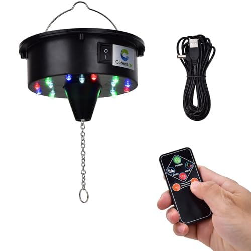 Rotating Disco Ball Motor Light with Remote, 3-15RPM Adjustable Speed Disco Ball Spinner Light 18LEDs Heavy Duty for 12 16 20 24'' Large Mirror Ball Motor(NoIncludedBall),Wedding Christmas Party Decor