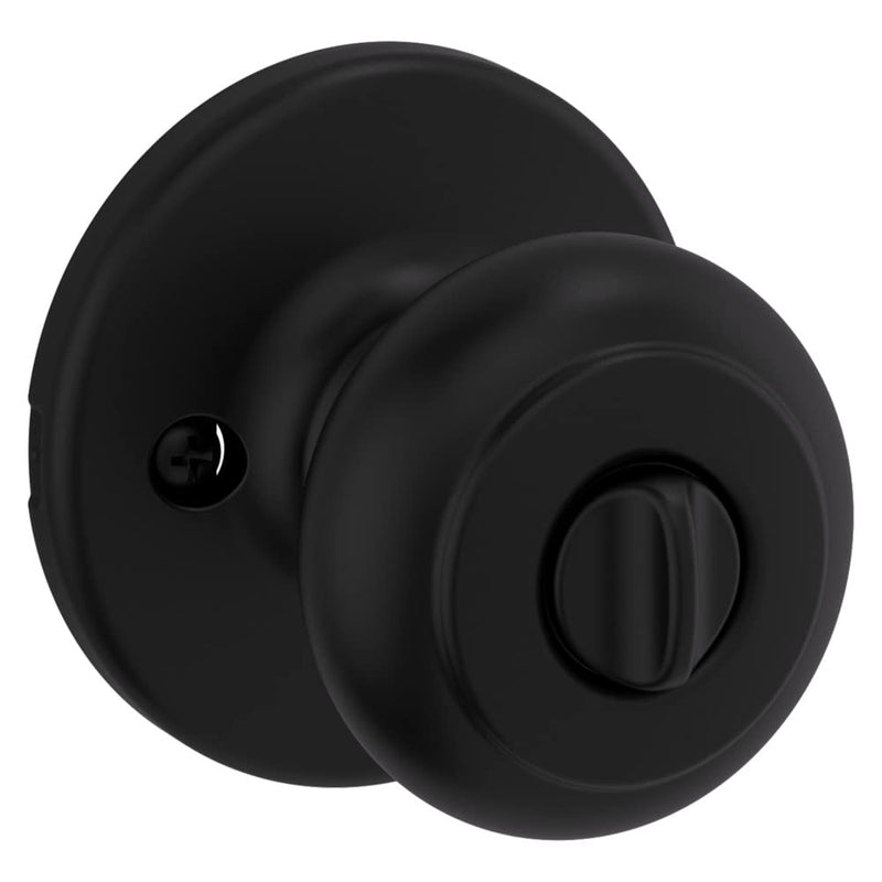 Kwikset Cove Entry Door Knob with Lock and Key, Secure Keyed Handle Exterior Doorknob, Front Entrance and Bedroom, Matte Black, Pick Resistant SmartKey Rekey Security 1 Pack Keyed Entry