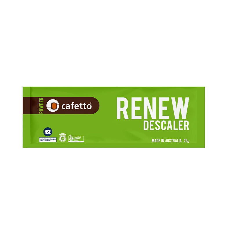 verybarista Renew Descaler (6 x 25g sachets). Designed for espresso machines, boilers and coffee brewers. Safe to use on aluminium, brass and stainless steel