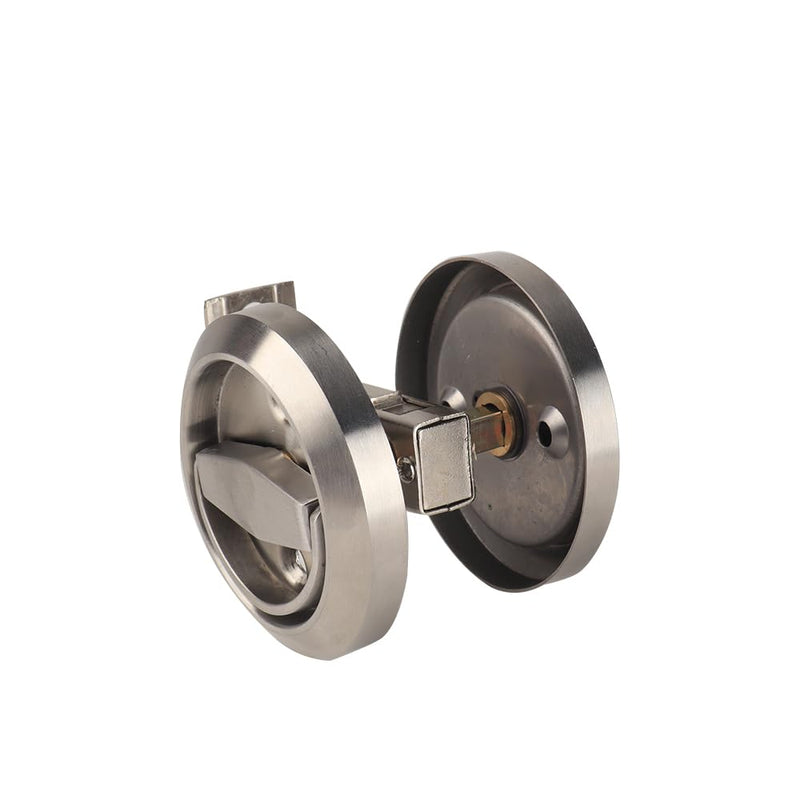 Dixiao 304 Stainless Steel Round Hidden Recessed Cup Door Lock, Doorknobs, Flush Door Locker, Flat Door Knob, Flat Passage Door Lock, 1 Set