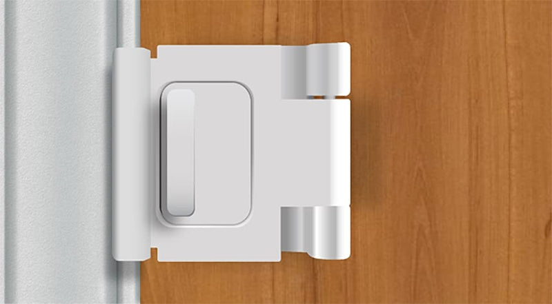 Door Lock for in-Swinging Doors, Home Security Latch Device, Childproof, Easy to Install (White) White